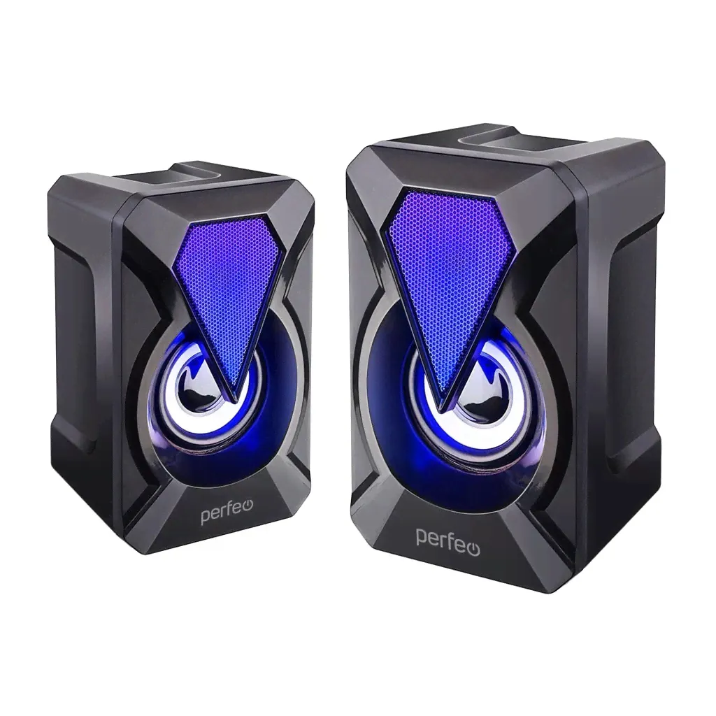 Акустическая система 2.0 Perfeo "FLAMES", 2.0, мощность 2х3 Вт, USB, чёрн, Game Design, LED подсветка 7 цв (PF_4439)-0